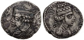 PARTHIAN KINGDOM: Phraataces & Musa, 2 BC - AD 4, BI tetradrachm (9.44g), Seleukeia on the Tigris mint, Sellwood-58, diademed bust left, wart on foreh...
