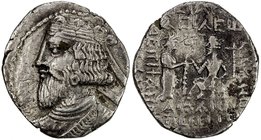 PARTHIAN KINGDOM: Artabanos III, AD 80-90, BI tetradrachm (13.66g), Seleukeia, Sel-372 (60/61 AD), Sell-74, Shore-—., king standing left on reverse, r...