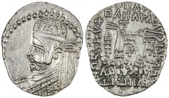 PARTHIAN KINGDOM: Parthamaspates, AD 116, AR drachm (3.80g), Shore-423, excellent style, due to his alliance with Rome, nearly EF.

 Estimate: USD 1...