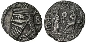 PARTHIAN KINGDOM: Vologases IV, AD 147-191, AR tetradrachm (13.39g), Seleukeia, SE502 (=190/191 AD), Shore-427/33, king's bust, letter B behind // Vol...