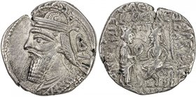 PARTHIAN KINGDOM: Vologases IV, AD 147-191, BI tetradrachm (13.70g), Seleukeia, Sel-466 (154/55 AD), Shore-429, month of Diou (October), bust left, be...