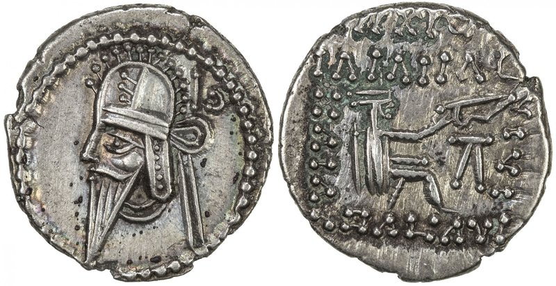 PARTHIAN KINGDOM: Vologases VI, AD 208-228, AR drachm (3.71g), Shore-455, bold s...