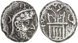 PERSIS KINGDOM: Vadfrahad II, before about 150 BC, AR drachm (4.09g), Sunrise-575/76, head right, short beard, wearing diadem & kyrbasia // fire templ...