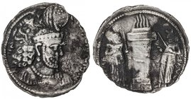 SASANIAN KINGDOM: Hormizd I, 272-273, AR drachm (3.00g), G-38, standard design, reverse has the two attendants holding short spears and facing the fir...