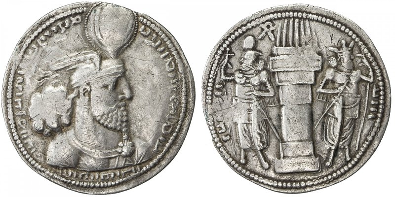 SASANIAN KINGDOM: Varahran II, 276-293, AR drachm (4.12g), G-50, bust of the kin...