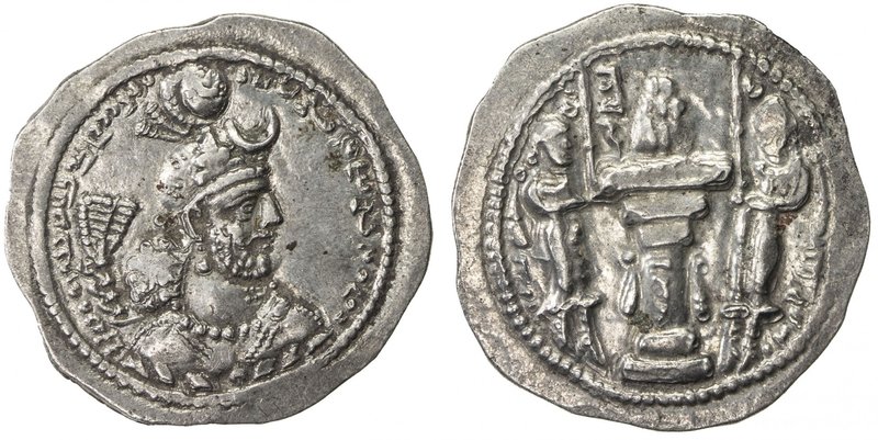 SASANIAN KINGDOM: Yazdigerd I, 399-420, AR drachm (4.81g), AWH (Ahwaz), G-147, 2...