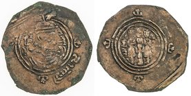 SASANIAN KINGDOM: Khusro II, 591-628, AE pashiz (1.12g), BYSh (Bishapur), G-216var, date appears to be in the 30s, perhaps year 37, definitely no earl...