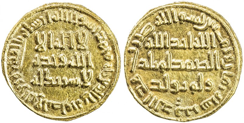 UMAYYAD: al-Walid I, 705-715, AV dinar (4.30g), NM (Dimashq), AH88, A-127, lustr...