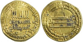 ABBASID: al-Rashid, 786-809, AV dinar (4.24g), NM (Madinat al-Salam), AH186, A-218.3, citing the heir-apparent al-Amin in the inner obverse margin, co...
