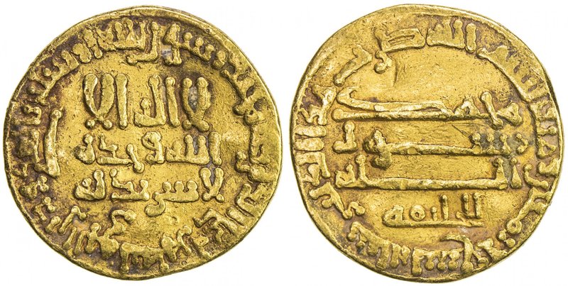 ABBASID: al-Rashid, 786-809, AV dinar (4.19g), NM (Egypt), AH189, A-218.13, F-VF...