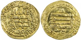 ABBASID: al-Mu'tamid, 870-892, AV dinar (4.27g), Surra man Ra'a, AH265, A-239.2, Bernardi-175Jc, with the word bakh ("good") below the reverse field, ...