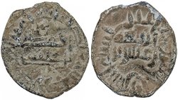 ABBASID: al-Mu'tadid, 892-902, lead 24 units (7.17g), AH282, A-—, citing the caliph by name in the margin and the official Ahmad b. 'Isa in the center...