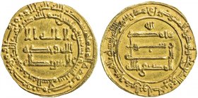 ABBASID: al-Muktafi, 902-908, AV dinar (4.11g), Madinat al-Salam, AH292, A-243.1, superb strike, AU.

 Estimate: USD 300 - 350