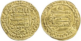 ABBASID: al-Muqtadir, 908-932, AV dinar (4.01g), Suq al-Ahwaz, AH302, A-245.2, rare early date for this mint under al-Muqtadir, EF, R. 

 Estimate: ...