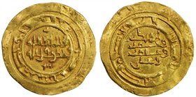 BANU HILAL: Anonymous, 11th century, AV dinar (3.97g), Atrabulus (Tripoli in Libya), DM, A-A461, Sunni kalima // names of the four Rashidun (Abu Bakr,...