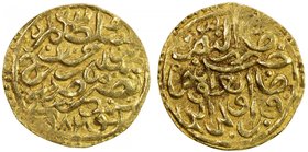 OTTOMAN EMPIRE: Murad III, 1574-1595, AV sultani (3.46g), Tunis, AH982, A-1332.1, Damali-TU-A1b, just a touch of weakness near the rim, VF-EF, RR. 
...