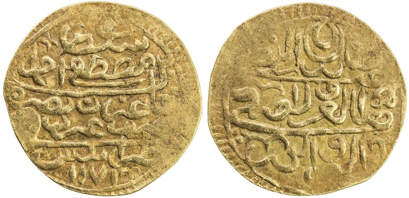 TRIPOLI: Mustafa III, 1757-1774, AV sultani (3.34g), Tarabulus Gharb (Trablus), ...