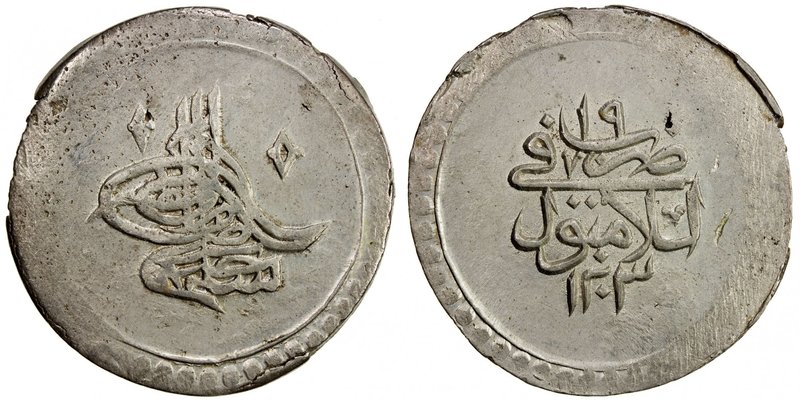 TURKEY: Selim I, 1789-1807, AR 2 kurush (23.82g), Islambul, AH1203 year 19, KM-5...