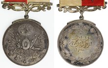 TURKEY: Abdul Hamid II, 1876-1909, AR medal, NP-1119, Osmanli Sanayi Iftihar Madalyasi (Ottoman Industy Honor Medal), with the recipient's name engrav...