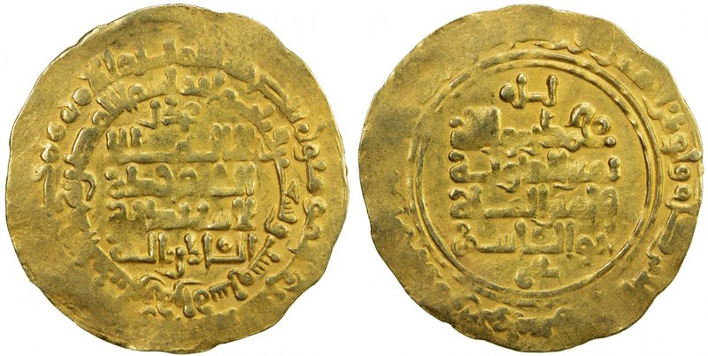 GHAZNAVID: Mahmud, 999-1030, AV dinar (4.10g), Ghazna, AH395, A-1607, with lette...