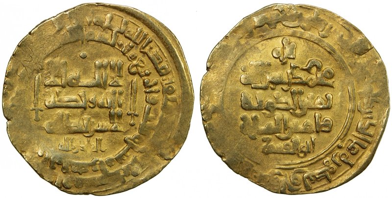 GHAZNAVID: Mahmud, 999-1030, AV dinar (3.75g), Herat, AH403, A-1607, sword left ...