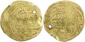 GHORID: Ghiyath al-Din Muhammad, 1163-1203, AV dinar (5.88g), Herat, AH596, A-1754, without his brother Mu'izz al-Din Muhammad, clear date, mint name ...