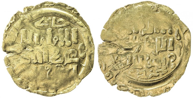GREAT MONGOLS: Anonymous, ca. 1220-1250, AV dinar (2.01g), Khujanda, ND, A-A1967...