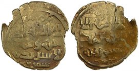 GREAT MONGOLS: Anonymous, ca. 1241-1245, AV dinar (3.42g), Samarqand, DM, A-B1967, date off flan, but compares with the Samarqand anonymous dinars of ...