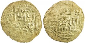 GREAT MONGOLS: Möngke, 1251-1260, AV broad dinar (2.86g), NM, ND, A-T1977, obverse legend mangu qan / al-'adil / al-a'zam, kalima reverse, typical cru...