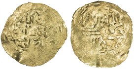 GREAT MONGOLS: Möngke, 1251-1260, AV broad dinar (5.63g), NM, ND, A-T1977var, obverse legend mangu qan / al-'adil, with the third line bearing the dat...