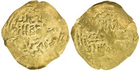 GREAT MONGOLS: Möngke, 1251-1260, AV broad dinar (3.74g), NM, Dhu'l-Hijja AH[65]1, A-T1977var, obverse legend mangu qan / al-'adil, with the third lin...