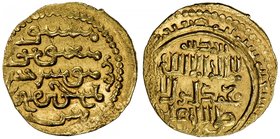 ILKHAN: Abaqa, 1265-1282, AV dinar (4.67g) (Tabriz), AH67x, A-2126.2, Uighur obverse // Arabic reverse, very rare subtype without the Uighur phrase AR...