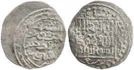ILKHAN: Abaqa, 1265-1282, AR dirham (2.68g), Nishapur, AH676, A-A2130, Zeno-42119 (same dies), extra unread Uighur legend in the obverse margin, misal...