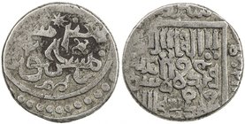 ILKHAN: Anonymous Qa'an al-'Adil, AR dirham (2.78g), Sabzawar, AH(68)2, A-2136var, Z-118490 (with long discussion), 3-line undeciphered Uighur legend ...