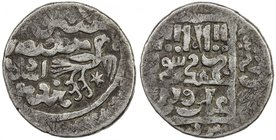 ILKHAN: Arghun, 1284-1291, AR dirham (2.65g), Astarabad, DM, A-2149.2, hawk on obverse, without the sun, star to right // Shi'ite kalima, mint name bo...