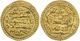 ILKHAN: Ghazan Mahmud, AV dinar (4.40g), Baghdad, AH702, A-2170, very rare variety, struck with special smaller sized dies for the weight of the singl...
