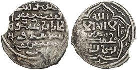 ILKHAN: Ghazan Mahmud, AR ½ dirham (1.01g), Isfarayin, AH700, A-2174, some weakness towards the rim, clear date, tiny chip near the rim, bold VF, RR. ...