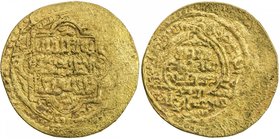 ILKHAN: Abu Sa'id, 1316-1335, AV dinar (8.83g), Qays, AH720, A-2198, mint name in obverse margin and below reverse, coarse strike as always for this m...