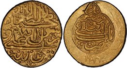 ZAND: Karim Khan, 1753-1779, AV ½ mohur (5.45g), Basra, AH1192, A-2789, with mint epithet Umm al-Bilad, supremely rare in in superb quality! PCGS grad...