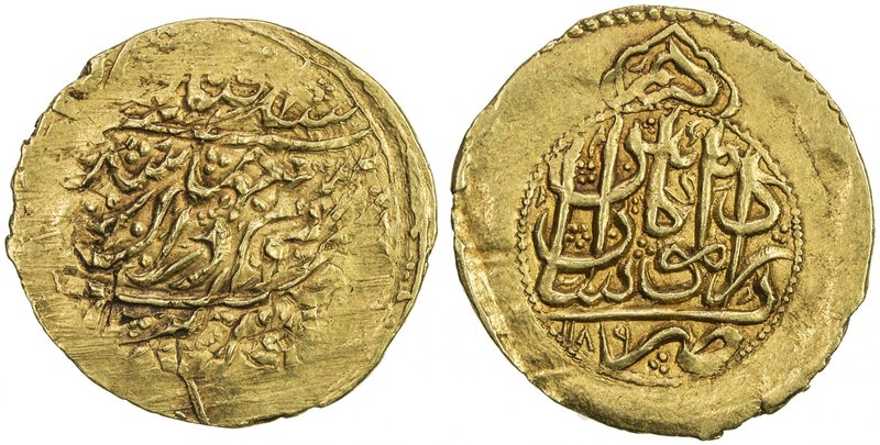 ZAND: Karim Khan, 1753-1779, AV ¼ mohur (2.70g), Kashan, AH1189, A-2791, obverse...