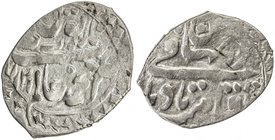 KHOQAND: Muhammad 'Alim Khan, 1799-1810, AR dirham (3.96g), AH1216 (retrograde), A-3045, citing Muhammad 'Alim as the son of Narbuta // Persian phrase...