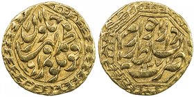KHWAREZM: Qutlugh Murad Khan, 1856, AV ½ tilla (2.24g), Khwarizm, AH1271//1271, A-3084.3, obverse legend qutlugh murad muhammad bahadur khan, choice V...