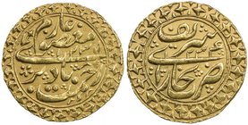 MANGHIT OF BUKHARA: Haidar, 1800-1826, AV tilla (4.53g), Bukhara, AH1235//1234, A-3030.2, obverse legend rahmat bad bar ma'sum ghazi, bold strike, cho...