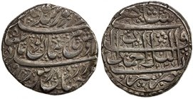 DURRANI: Humayun Shah, 1793, AR rupee (11.63g), Ahmadshahi (= Qandahar), AH1207, A-3105, KM-128, Zeno-112278 (this piece), with the mint epithet ashra...