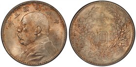 CHINA: Republic, AR dollar, year 3 (1914), Y-329, L&M-63, Yüan Shih-Kai, lightly toned, PCGS graded MS62.

 Estimate: USD 125 - 175