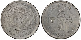 KIRIN: Kuang Hsu, 1875-1908, AR dollar, ND (1898), Y-183, L&M-516, small scales variety, small spot of reverse corrosion removed, PCGS graded UNC Deta...