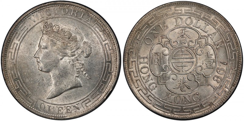 HONG KONG: Victoria, 1841-1901, AR dollar, Y-8, PCGS graded MS60, ex Charles E. ...