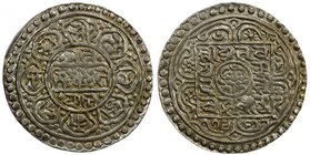 TIBET: AR ranjana tangka (4.71g), year "16-61", Cr-27, meaningless date, EF, S. The tangka coins of this series are known as "Ranjana Tangkas" (or "Ra...