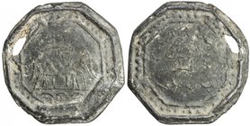 TENASSERIM-PEGU: Anonymous, 17th-18th century, octagonal cast tin large coin (78.61g), Robinson—, 56mm, elephant right, with some floral design below,...