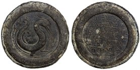TENASSERIM-PEGU: Anonymous, 17th-18th century, lead weight (525g), Robinson Plate 5.3, and the Phayre #2 (Robinson Plate 6.2), 72mm, stylized hintha b...